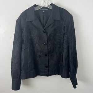 Linda Allard Ellen Tracy 100% Linen Floral Embroidered Women's Jacket Blazer